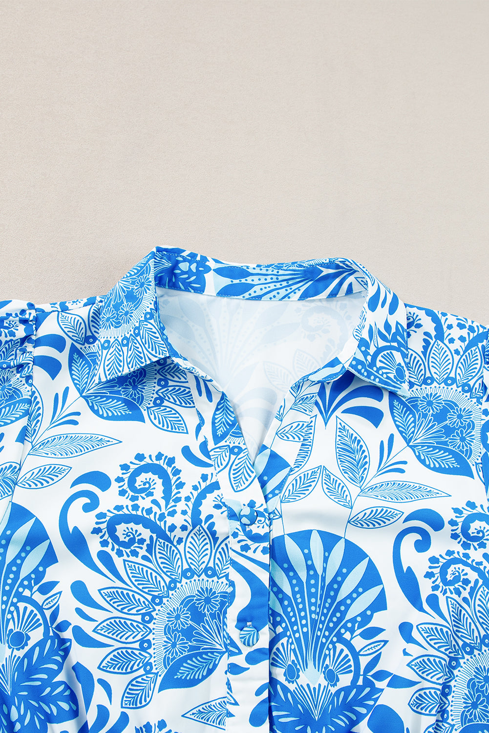 Sky Blue Retro Floral Print Drawstring Waist Ruffled Mini Dress Sky Blue 100%Polyester Dresses/Floral Dresses by Fleurcouture | Fleurcouture