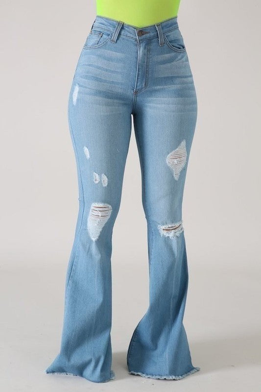 Skylar Flare Denim jean in Light Wash Light Wash 9 by GJG Denim | Fleurcouture