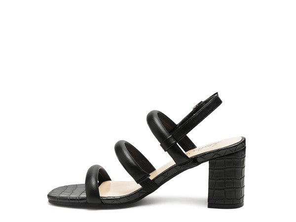 SLATER CROC SLINGBACK BLOCK SANDALS Black by Rag Company | Fleurcouture