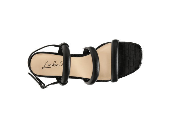 SLATER CROC SLINGBACK BLOCK SANDALS Black by Rag Company | Fleurcouture