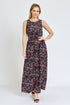 Sleeveless Blouson Band Maxi Dress black coral 1X by EG fashion | Fleurcouture