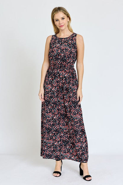 Sleeveless Blouson Band Maxi Dress by EG fashion | Fleurcouture