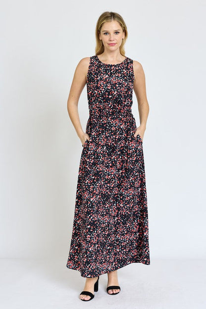 Sleeveless Blouson Band Maxi Dress by EG fashion | Fleurcouture