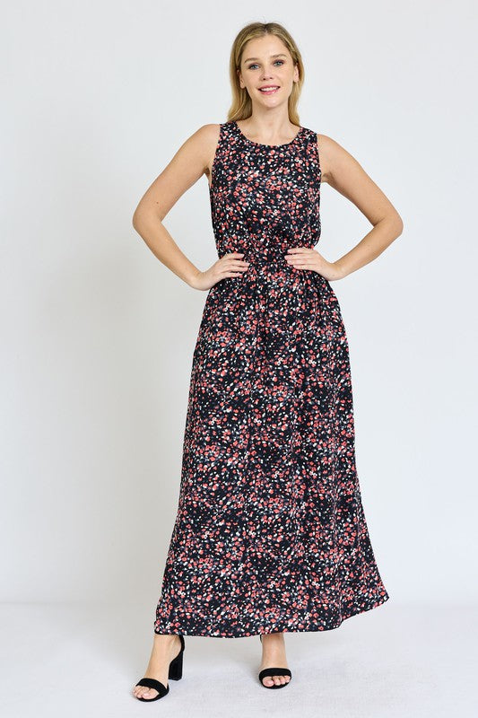Sleeveless Blouson Band Maxi Dress by EG fashion | Fleurcouture