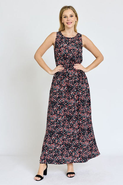 Sleeveless Blouson Band Maxi Dress by EG fashion | Fleurcouture