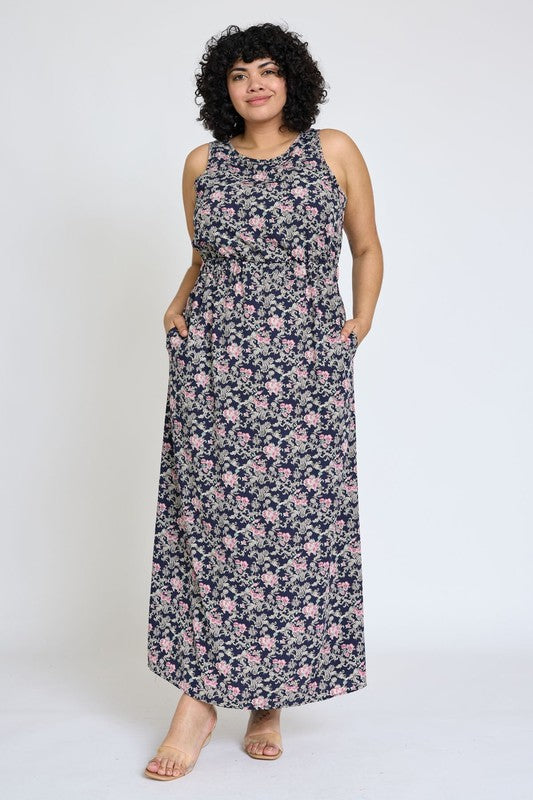 Sleeveless Blouson Band Maxi Dress by EG fashion | Fleurcouture