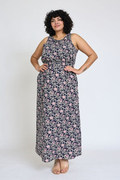 Sleeveless Blouson Band Maxi Dress by EG fashion | Fleurcouture