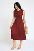 Sleeveless Cross-Over Bodice Midi Dress burgundy S by EG fashion | Fleurcouture