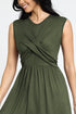 Sleeveless Cross-Over Bodice Midi Dress olive S by EG fashion | Fleurcouture