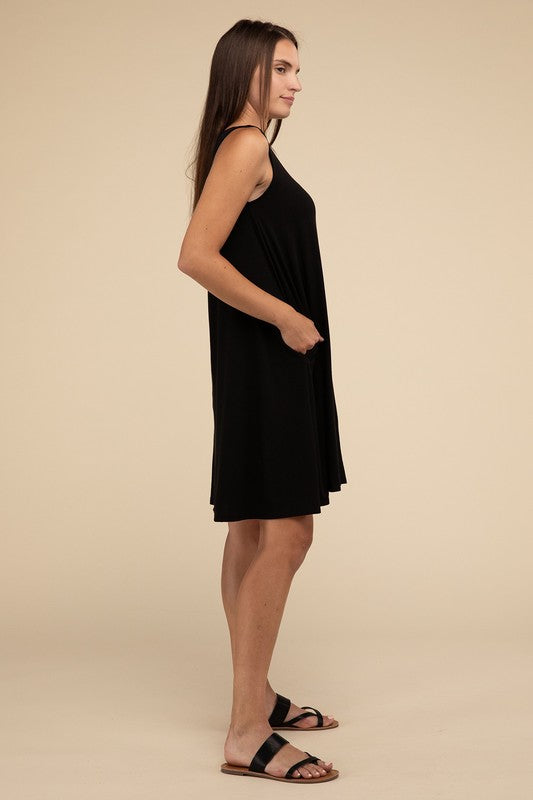 Sleeveless Flared Dress with Side Pockets by ZENANA | Fleurcouture