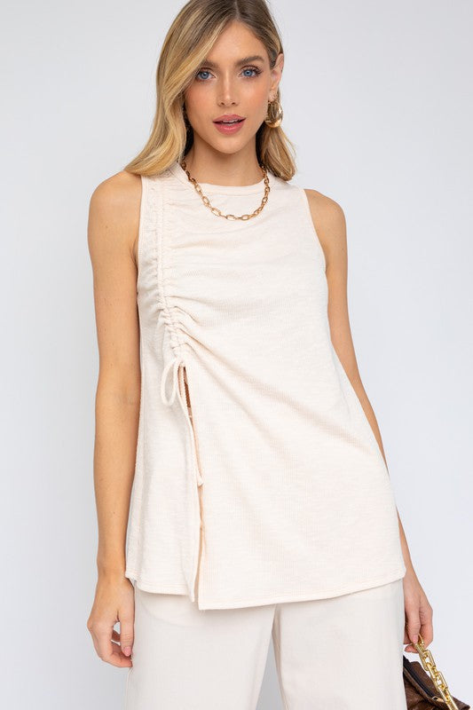 Sleeveless Ruching Top Cream by Gilli | Fleurcouture