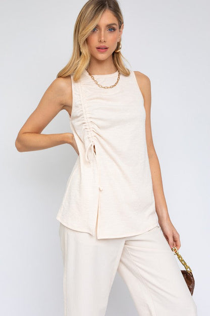 Sleeveless Ruching Top Cream by Gilli | Fleurcouture