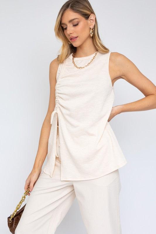 Sleeveless Ruching Top Cream by Gilli | Fleurcouture