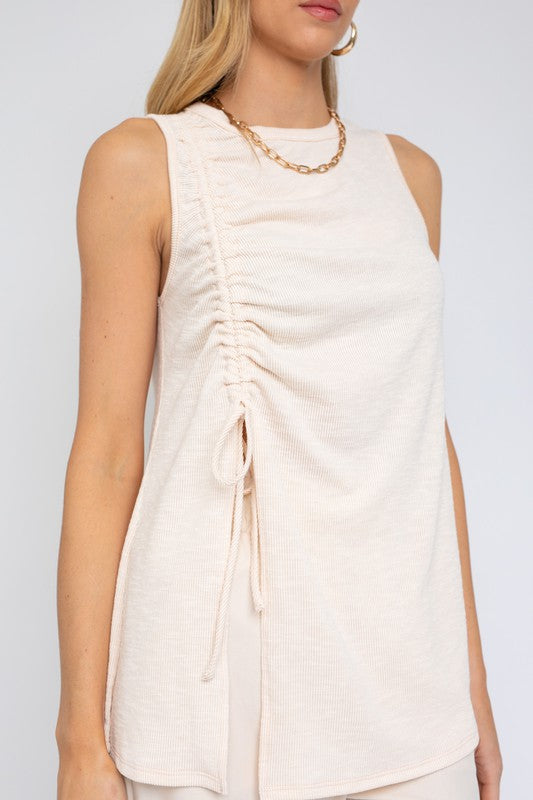 Sleeveless Ruching Top Cream by Gilli | Fleurcouture