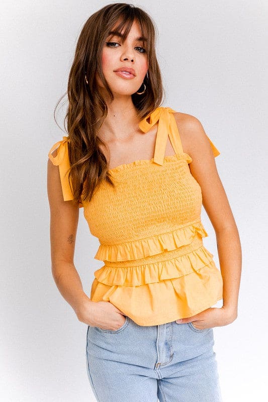 Sleeveless Smocked Top MANGO by LE LIS | Fleurcouture