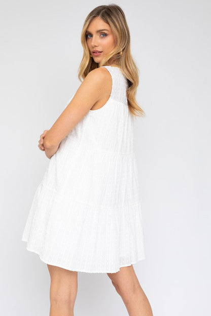 Sleeveless Tiered Mini Dress OFF WHITE by Gilli | Fleurcouture