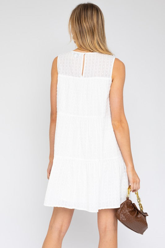 Sleeveless Tiered Mini Dress OFF WHITE by Gilli | Fleurcouture