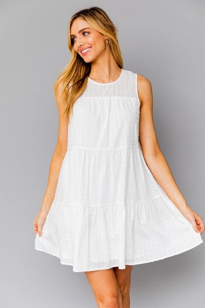 Sleeveless Tiered Mini Dress OFF WHITE by Gilli | Fleurcouture