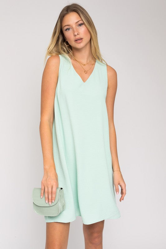 Sleeveless V-Neck Dress DUSTY MINT S by Gilli | Fleurcouture