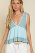 Sleeveless V-neck Mini Babydoll Tank Top BABY BLUE L by POL | Fleurcouture