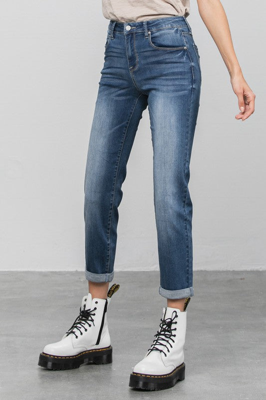 Slim Boyfriend Jeans DARK 0 by Denim Lab USA | Fleurcouture