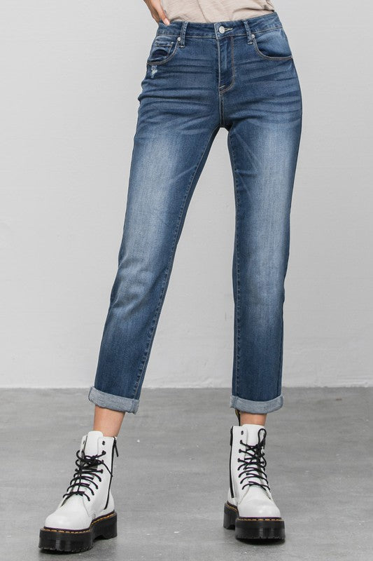 Slim Boyfriend Jeans DARK by Denim Lab USA | Fleurcouture