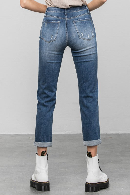 Slim Boyfriend Jeans DARK by Denim Lab USA | Fleurcouture