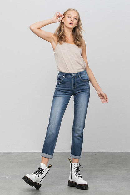 Slim Boyfriend Jeans DARK by Denim Lab USA | Fleurcouture