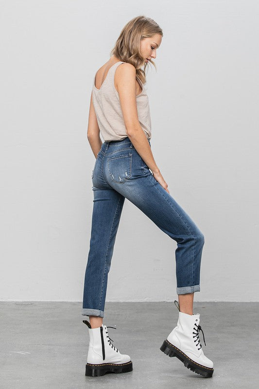 Slim Boyfriend Jeans DARK by Denim Lab USA | Fleurcouture