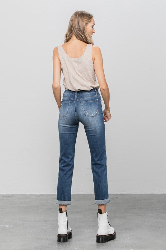 Slim Boyfriend Jeans DARK by Denim Lab USA | Fleurcouture