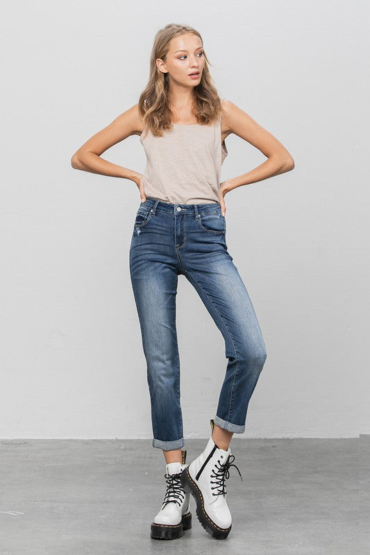 Slim Boyfriend Jeans DARK by Denim Lab USA | Fleurcouture