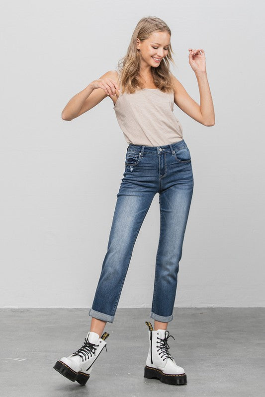 Slim Boyfriend Jeans DARK by Denim Lab USA | Fleurcouture