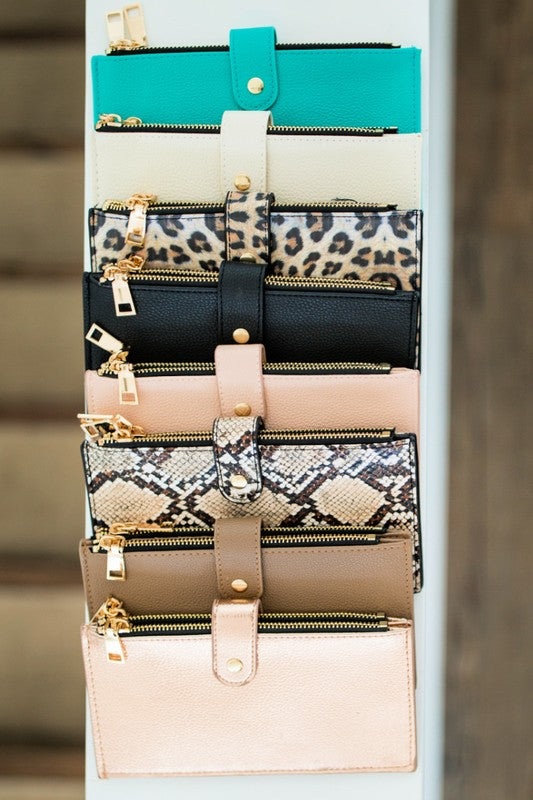 Slim Credit Card Zipper Wallet Nude 1 Accessories by Dani & Em | Fleurcouture