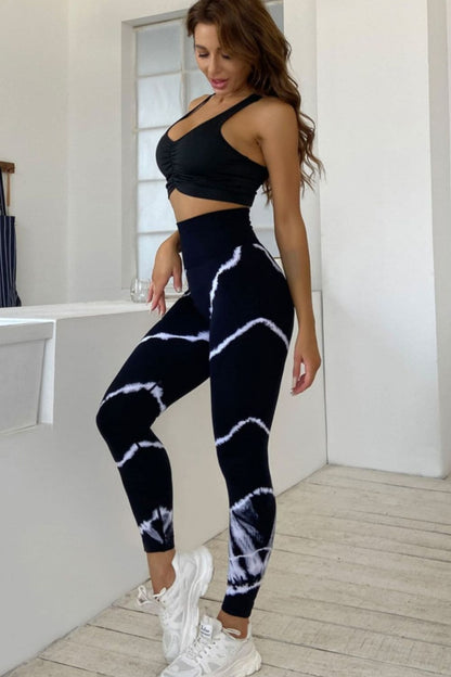 Slim Fit High Waist Long Active Pants Black by Trendsi | Fleurcouture