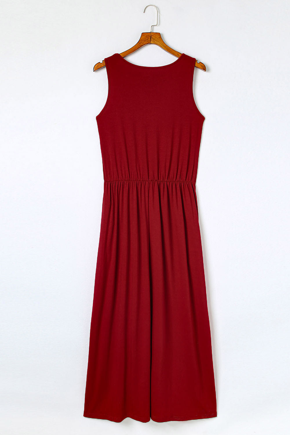 Slit Round Neck Sleeveless Dress Scarlet Women&