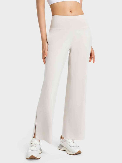 Slit Sport Pants White 4 by ClaudiaG Collection | Fleurcouture