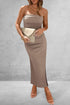 Slit Tube Midi Dress Mocha S Dresses by Trendsi | Fleurcouture