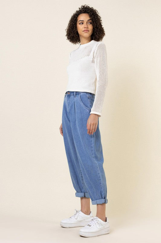 Slouchy High Waisted Jeans Medium Stone by Vibrant M.i.U | Fleurcouture