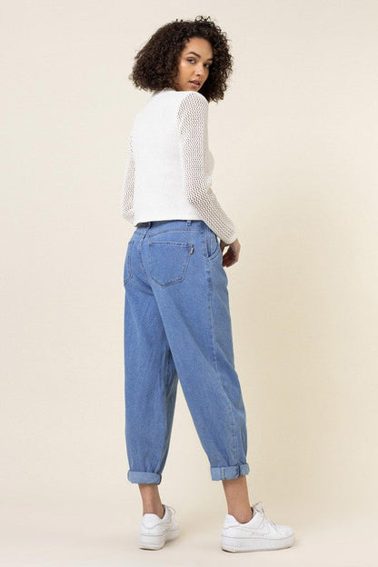 Slouchy High Waisted Jeans Medium Stone by Vibrant M.i.U | Fleurcouture