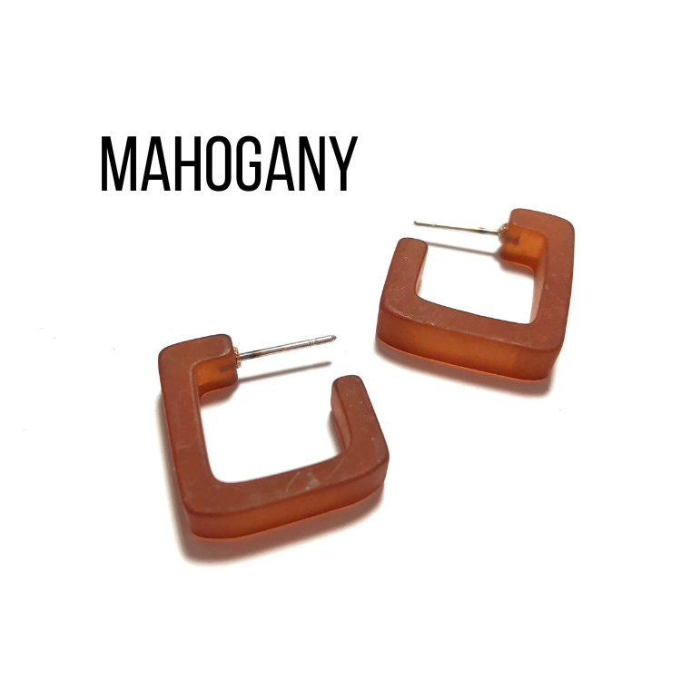 Small Square Hoop Earrings Mahogany Square Hoops by Leetie Lovendale | Fleurcouture