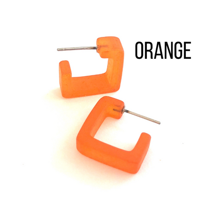 Small Square Hoop Earrings Orange Square Hoops by Leetie Lovendale | Fleurcouture