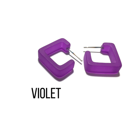 Small Square Hoop Earrings Violet Square Hoops by Leetie Lovendale | Fleurcouture