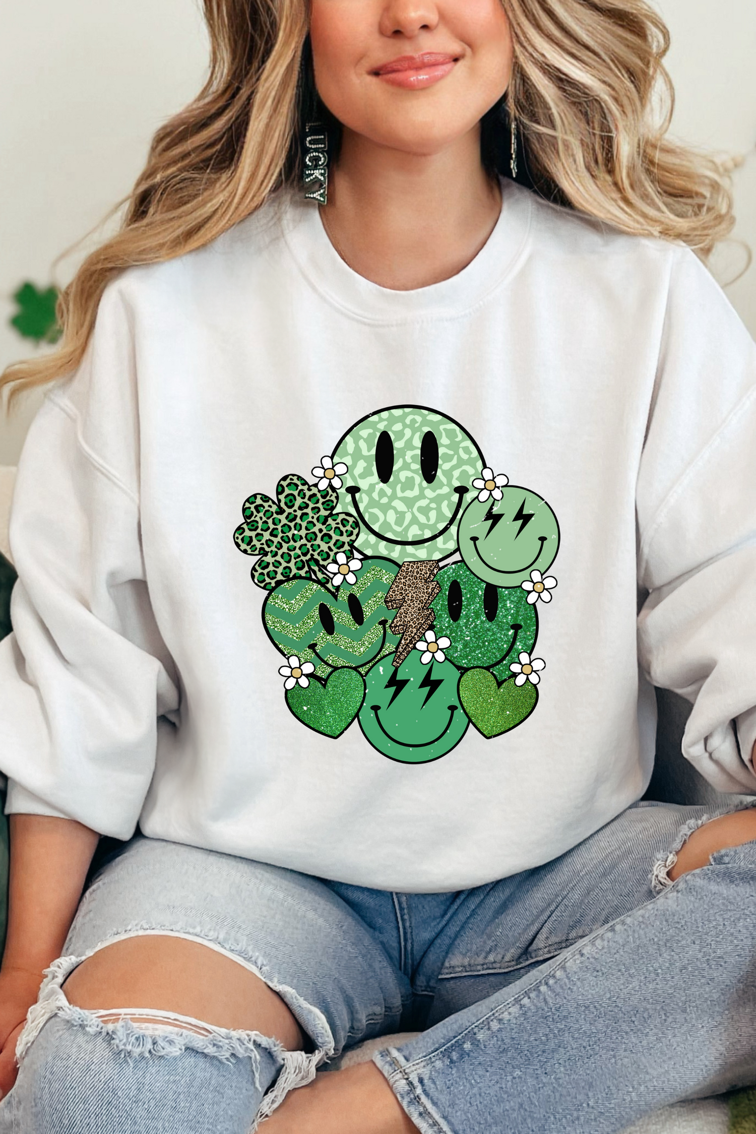 SMILE SHAMROCK SWEATSHIRT by Lemon Love | Fleurcouture