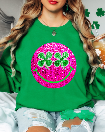 SMILEY FAUX SPARKLE SHAMROCK SWEATSHIRT by Lemon Love | Fleurcouture