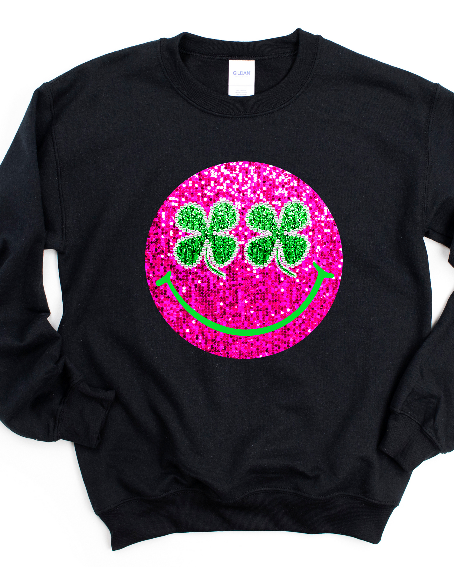 SMILEY FAUX SPARKLE SHAMROCK SWEATSHIRT by Lemon Love | Fleurcouture