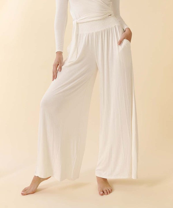 SMOCK ELASTIC WAIST MAXI PALAZZO by Fabina | Fleurcouture