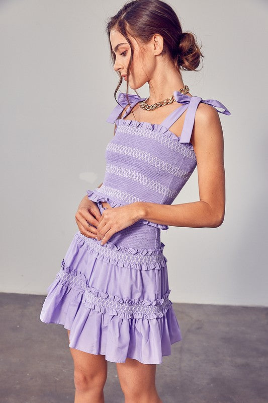 Smocked Bow Strap Top LAVENDER by Do + Be Collection | Fleurcouture