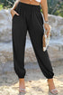 Smocked Joggers with Pockets Black M Bottoms by Trendsi | Fleurcouture