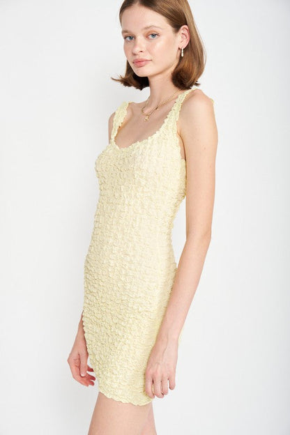 SMOCKED OPEN BACK MINI DRESS YELLOW by Emory Park | Fleurcouture