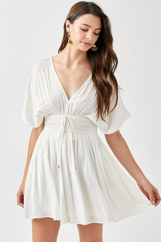 Smocked Waist with Tassel Strap Dress CREAMY WHITE S by Mustard Seed | Fleurcouture